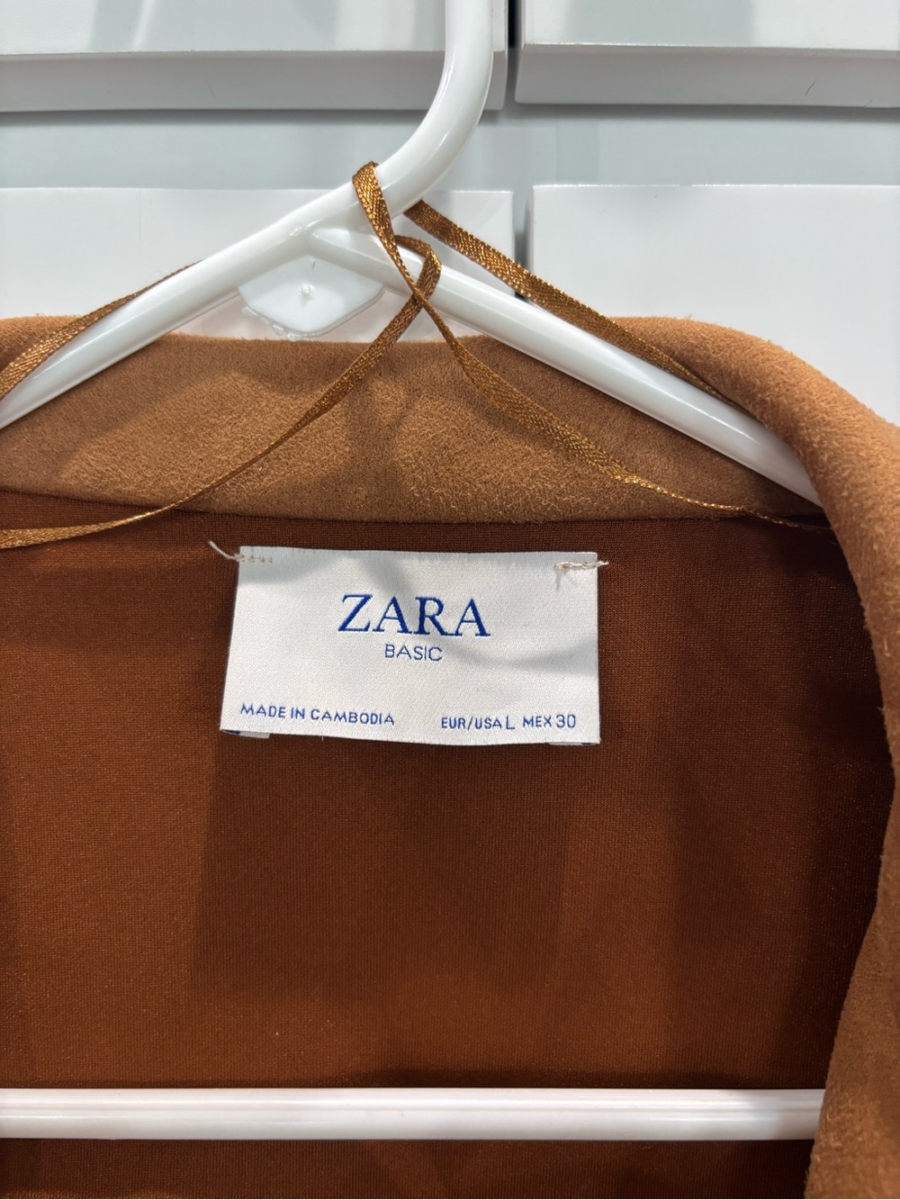 Zara Women's Tan Faux Suede Long Trench Coat - Picture 2 of 5